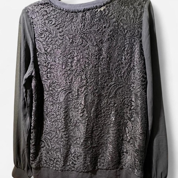 dennis by dennis basso Black Long Sheer Sleeve Lace Top - Picture 8 of 8